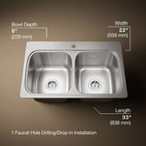 Verse™ 33" top-mount double-bowl kitchen sink