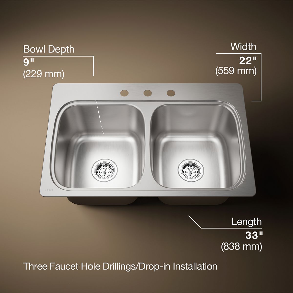 Verse™ 33" top-mount double-bowl kitchen sink