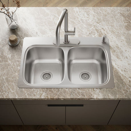 Verse™ 33" top-mount double-bowl kitchen sink