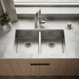Strive® 32" undermount double-bowl kitchen sink with accessories