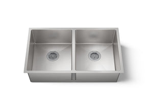 Strive® 32" undermount double-bowl kitchen sink with accessories