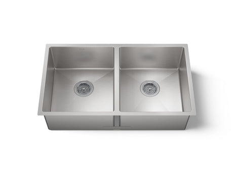 Strive® 32" undermount double-bowl kitchen sink with accessories