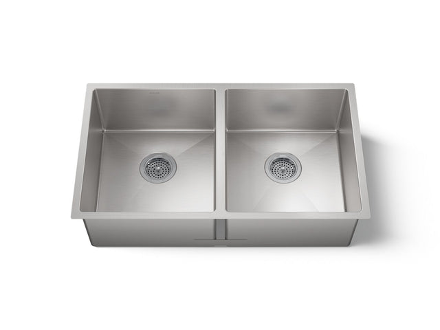 Strive® 32" undermount double-bowl kitchen sink with accessories