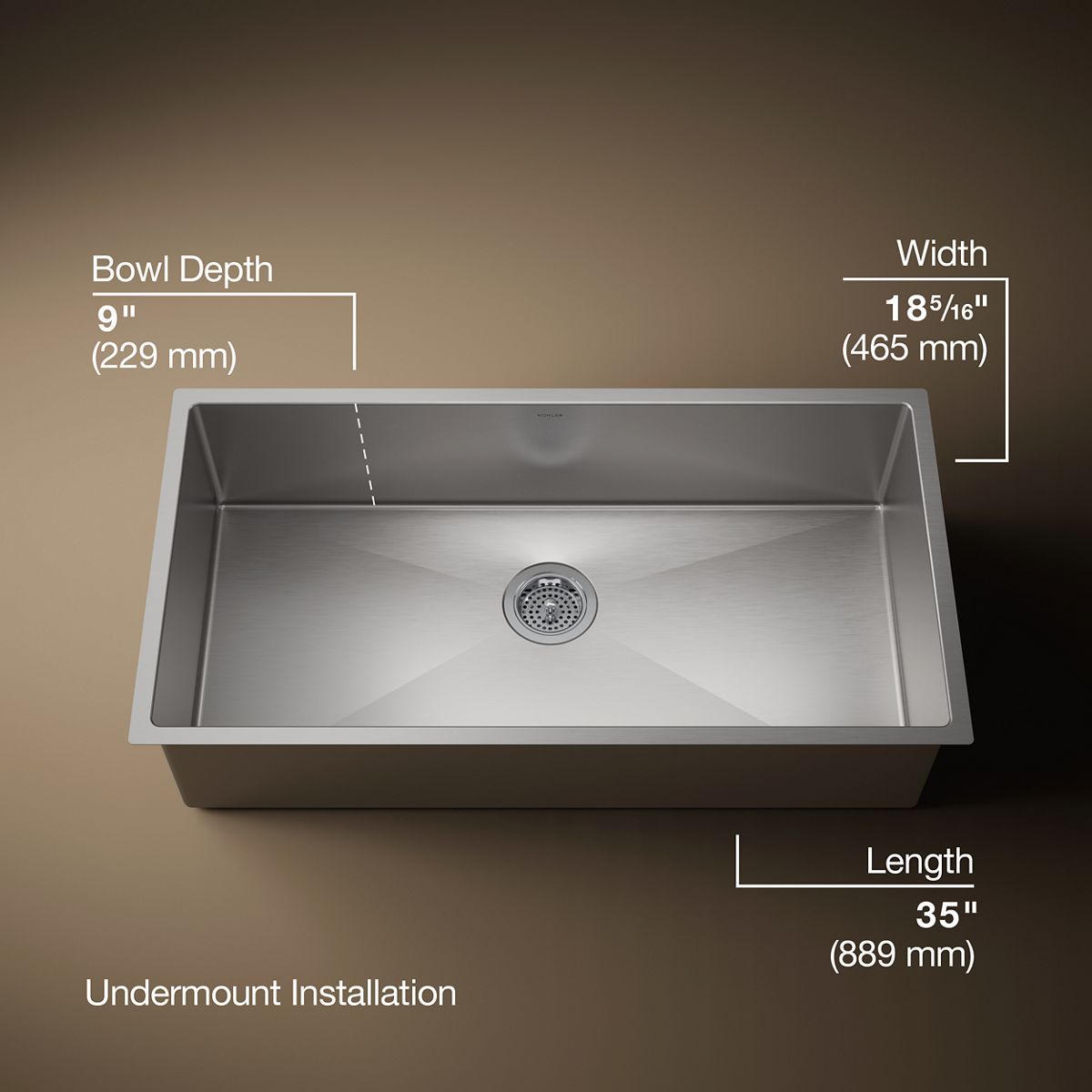 Strive® 35" undermount single-bowl kitchen sink