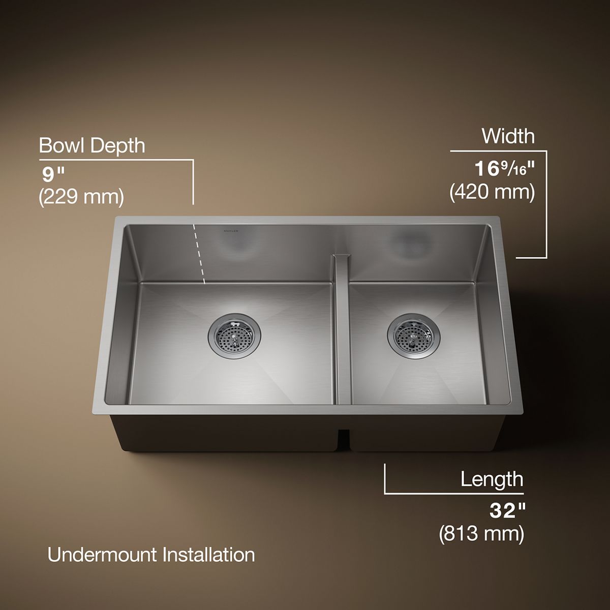 Strive® Smart Divide® 32" undermount double-bowl kitchen sink