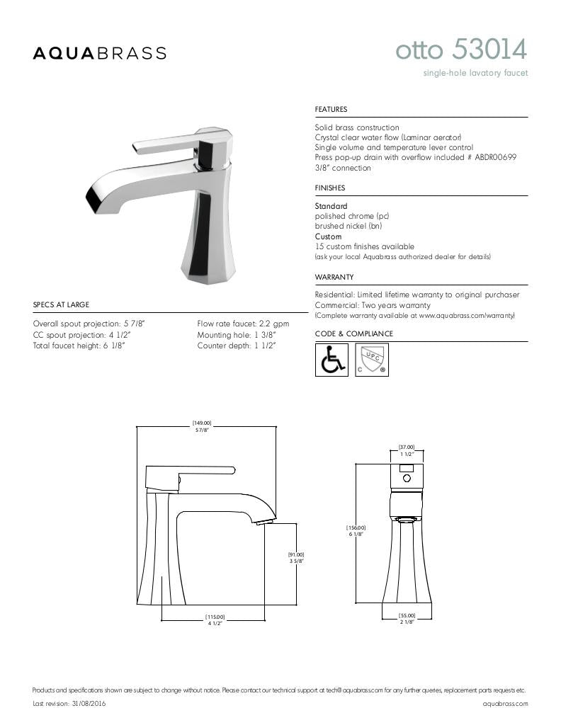 Single-hole lavatory faucet