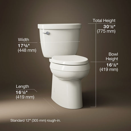 Cimarron® Two-piece elongated toilet with skirted trapway, 1.28 gpf
