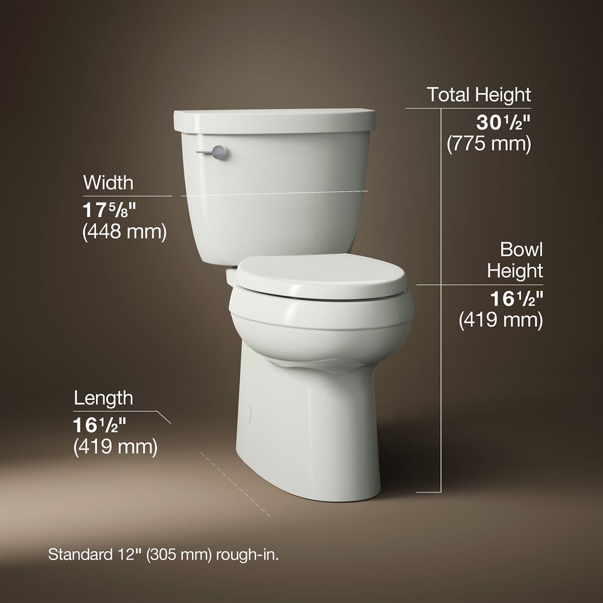 Cimarron® Two-piece elongated toilet with skirted trapway, 1.28 gpf