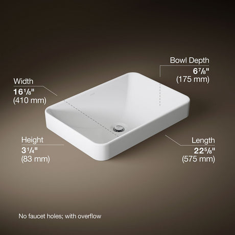 Vox® 22-3/4" rectangular vessel bathroom sink