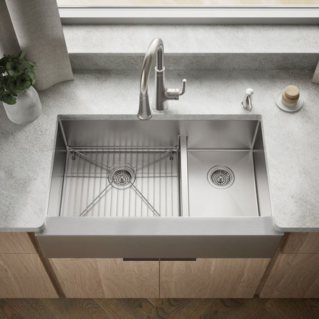 Strive® Smart Divide® 35-1/2" undermount double-bowl farmhouse kitchen sink