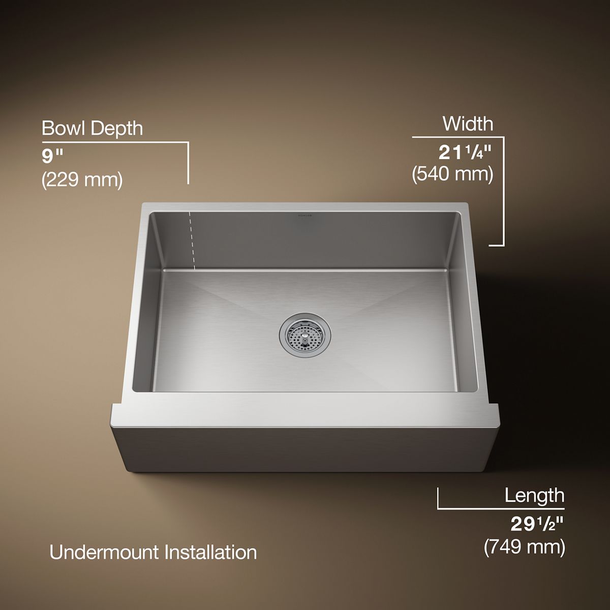 Strive® 29-1/2" undermount single-bowl farmhouse kitchen sink