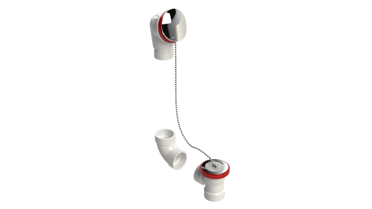 PVC DIRECT DRAIN WASTE & OVERFLOW PLUG & CHAIN KIT (542DCSK-CP)