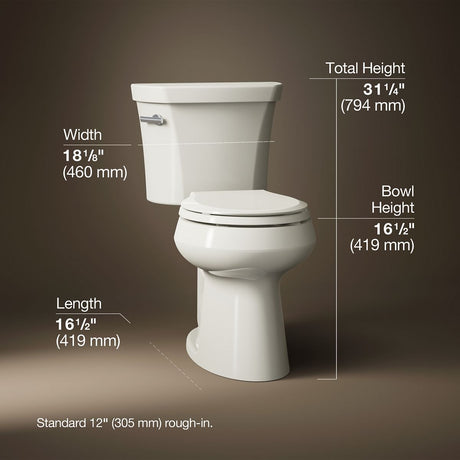 Highline® Two-piece round-front toilet, 1.28 gpf