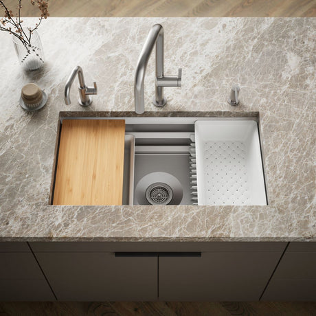 Prolific® 33" undermount single-bowl workstation kitchen sink