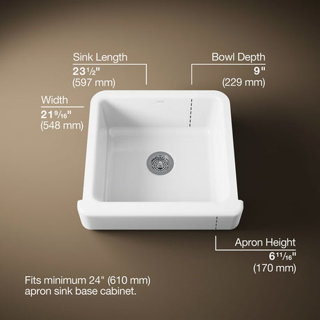 Whitehaven® 23-1/2" undermount single-bowl farmhouse kitchen sink