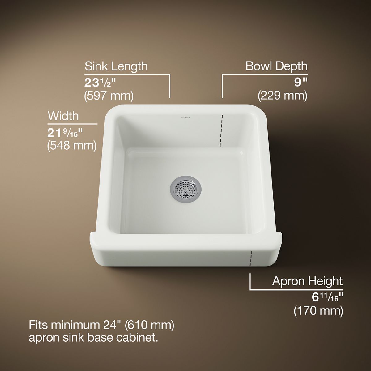 Whitehaven® 23-1/2" undermount single-bowl farmhouse kitchen sink