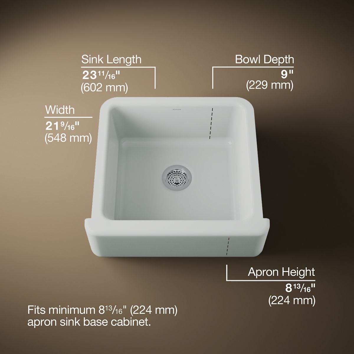 Whitehaven® 23-1/2" undermount single-bowl farmhouse kitchen sink