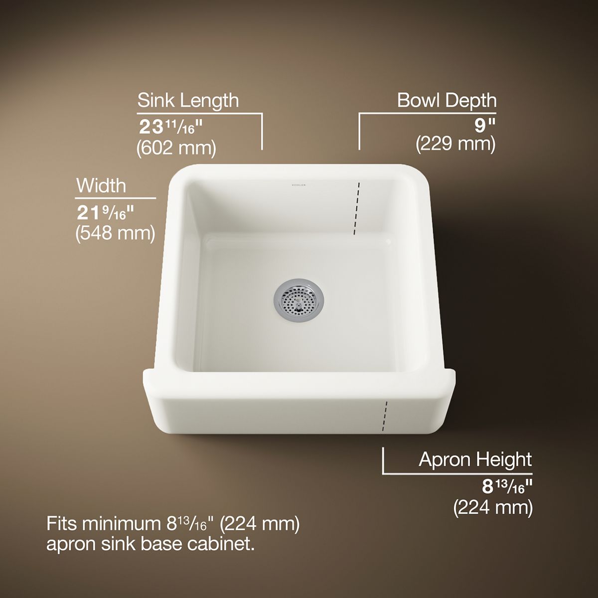 Whitehaven® 23-1/2" undermount single-bowl farmhouse kitchen sink
