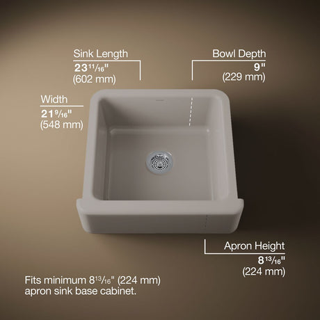 Whitehaven® 23-1/2" undermount single-bowl farmhouse kitchen sink