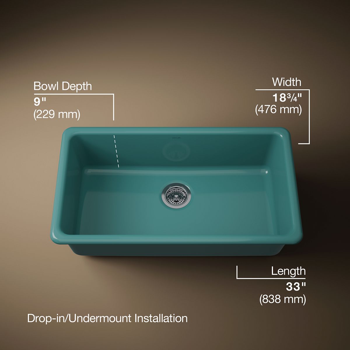 Iron/Tones® 33" top-/undermount single-bowl kitchen sink