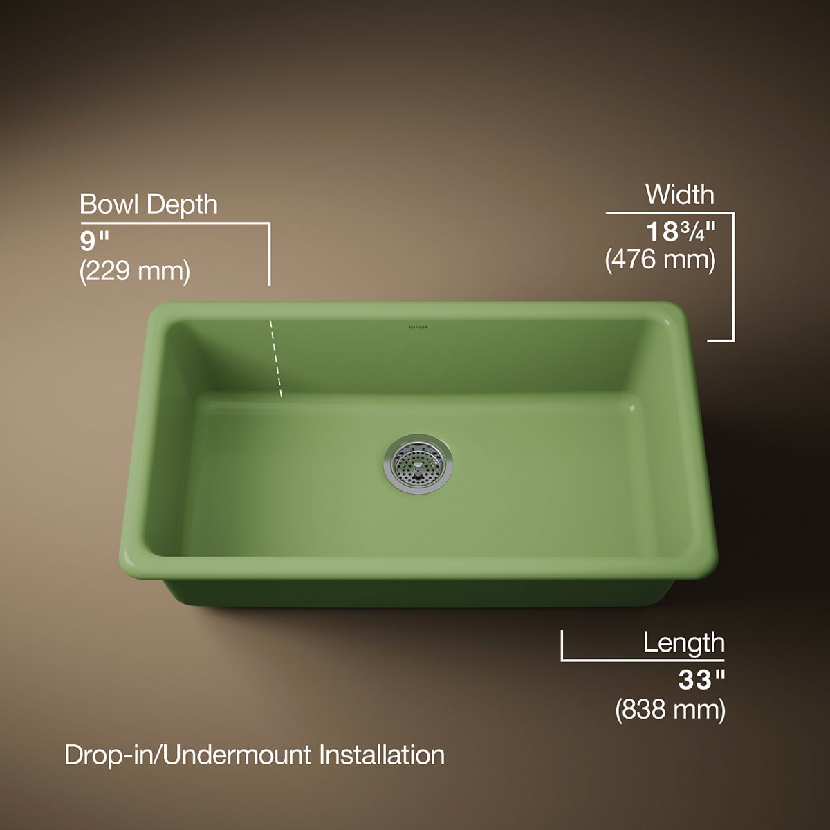 Iron/Tones® 33" top-/undermount single-bowl kitchen sink
