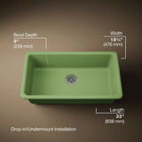 Iron/Tones® 33" top-/undermount single-bowl kitchen sink