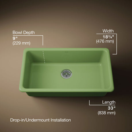 Iron/Tones® 33" top-/undermount single-bowl kitchen sink