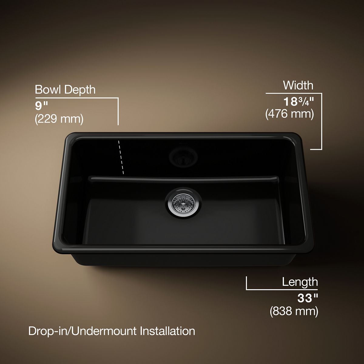 Iron/Tones® 33" top-/undermount single-bowl kitchen sink
