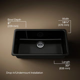 Iron/Tones® 33" top-/undermount single-bowl kitchen sink