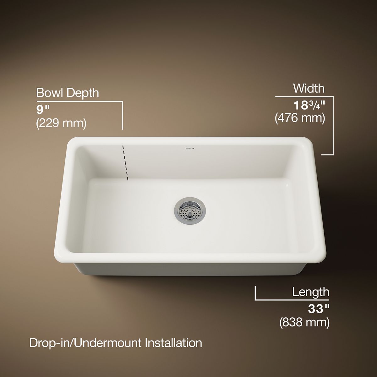 Iron/Tones® 33" top-/undermount single-bowl kitchen sink