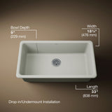Iron/Tones® 33" top-/undermount single-bowl kitchen sink