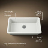 Iron/Tones® 33" top-/undermount single-bowl kitchen sink
