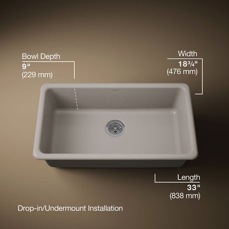 Iron/Tones® 33" top-/undermount single-bowl kitchen sink