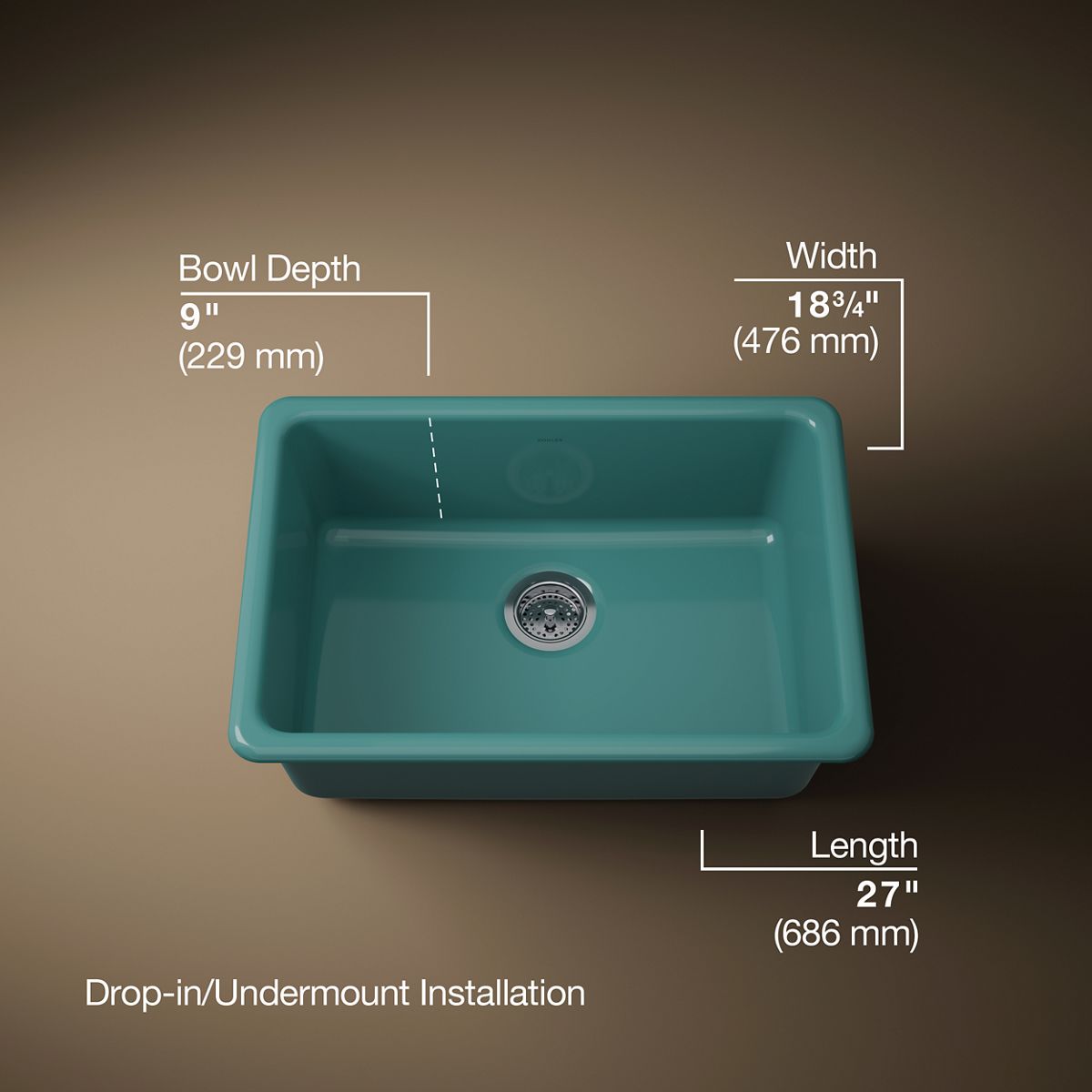 Iron/Tones® 27" top-/undermount single-bowl kitchen sink