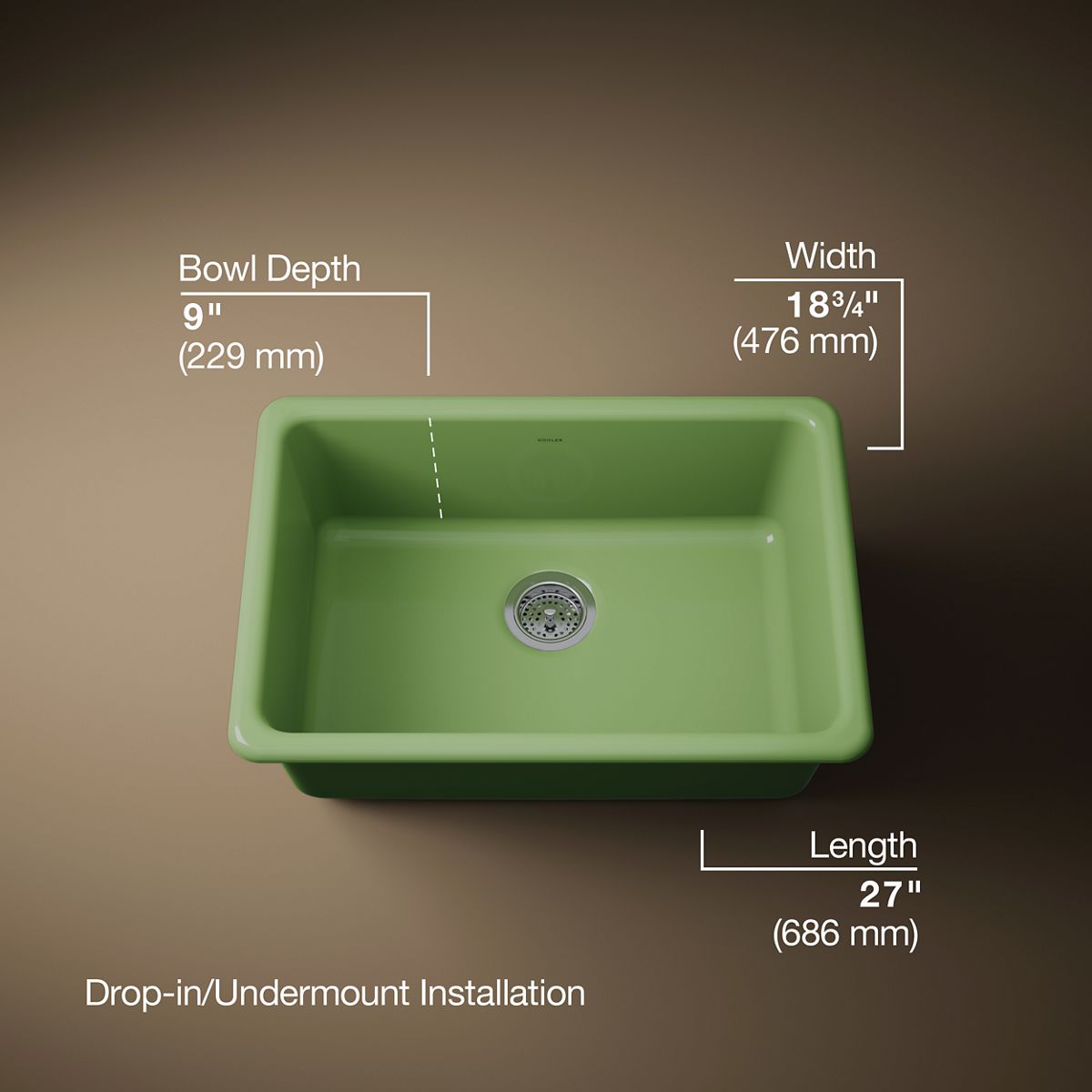 Iron/Tones® 27" top-/undermount single-bowl kitchen sink