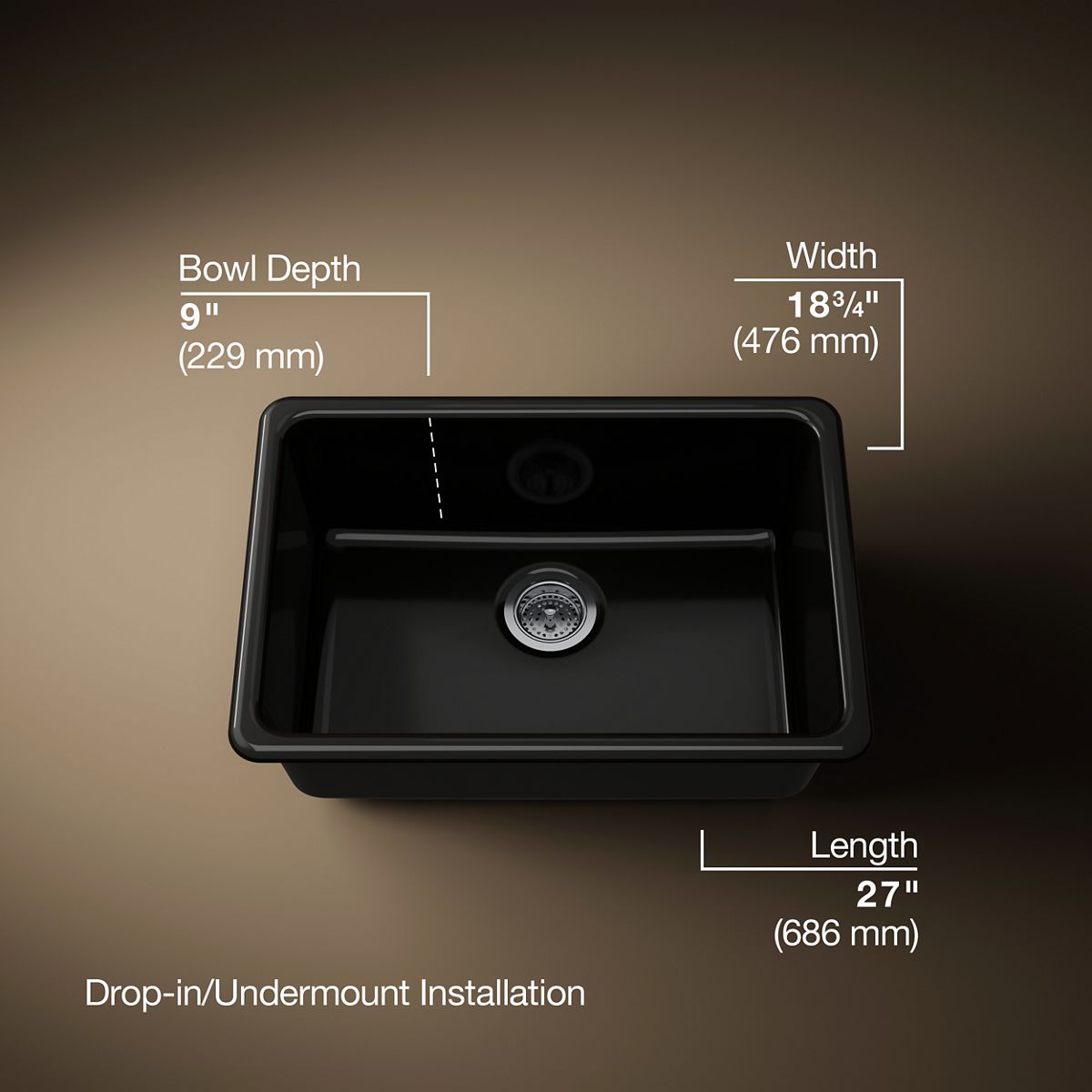 Iron/Tones® 27" top-/undermount single-bowl kitchen sink