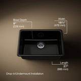 Iron/Tones® 27" top-/undermount single-bowl kitchen sink
