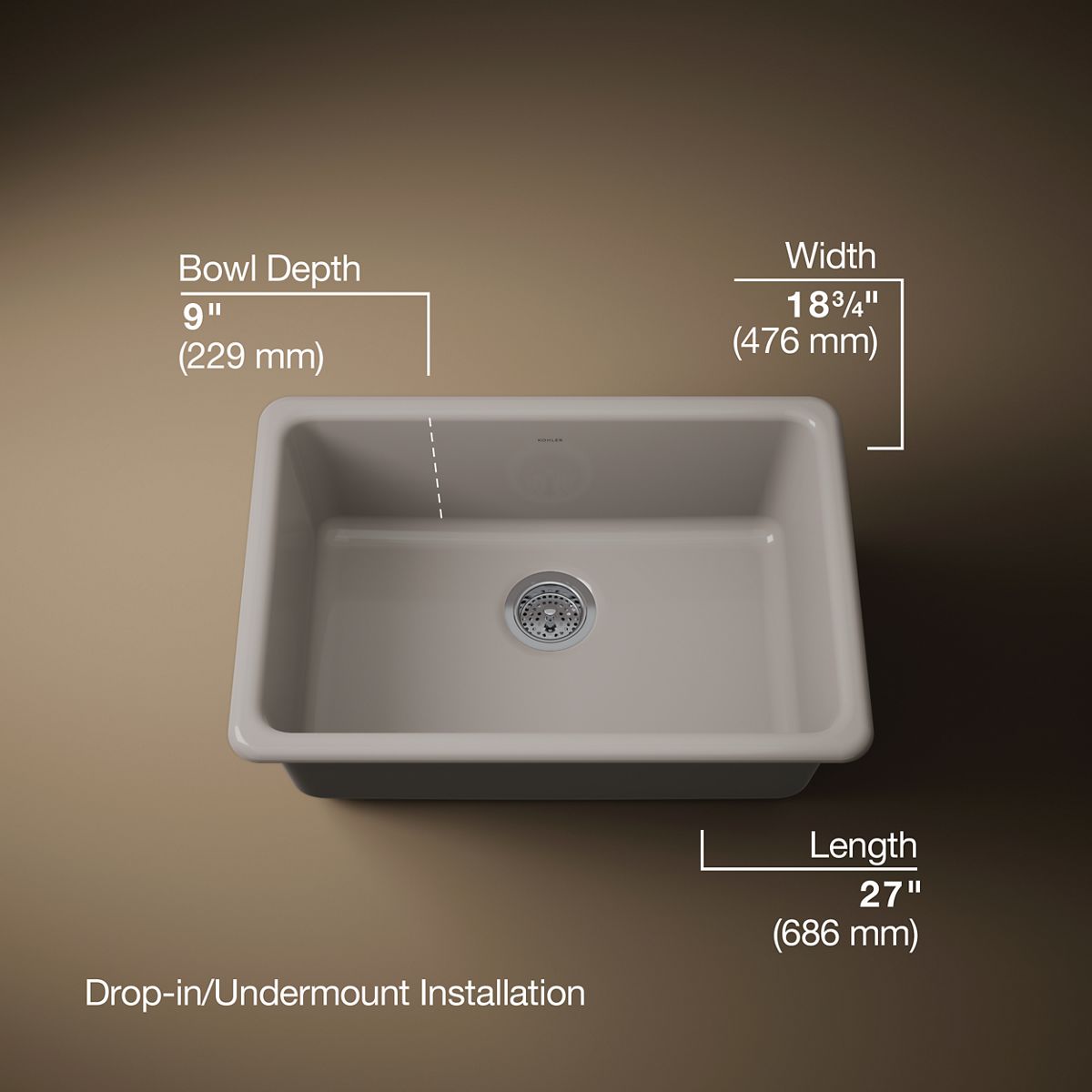 Iron/Tones® 27" top-/undermount single-bowl kitchen sink