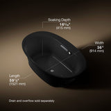 Underscore® 59-3/4" x 35-3/4" drop-in Heated BubbleMassage™ air bath with Bask® heated surface