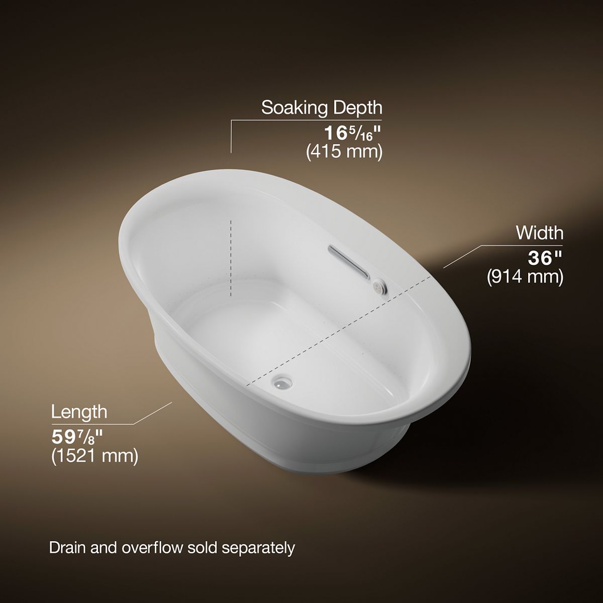 Underscore® 59-3/4" x 35-3/4" drop-in Heated BubbleMassage™ air bath with Bask® heated surface