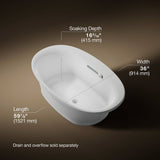 Underscore® 59-3/4" x 35-3/4" drop-in Heated BubbleMassage™ air bath with Bask® heated surface