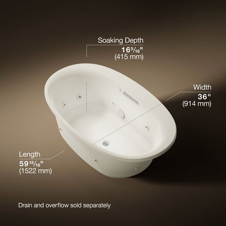 Underscore® 60" x 36" drop-in heated whirlpool bath