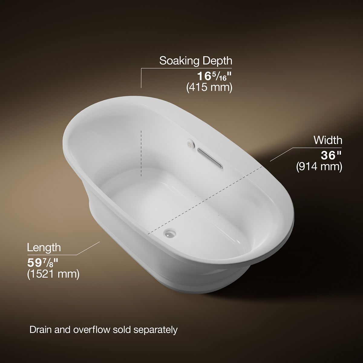 Underscore® 66" x 36" drop-in Heated BubbleMassage™ air bath with Bask® heated surface