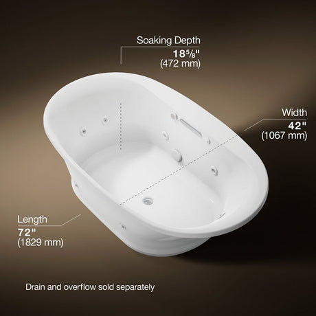 Underscore® 71-1/2" x 41-1/2" drop-in Heated BubbleMassage™ air bath with whirlpool
