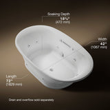 Underscore® 71-1/2" x 41-1/2" drop-in Heated BubbleMassage™ air bath with whirlpool