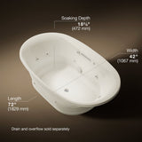 Underscore® 71-1/2" x 41-1/2" drop-in Heated BubbleMassage™ air bath with whirlpool