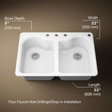 Hartland® 33" top-mount double-bowl kitchen sink