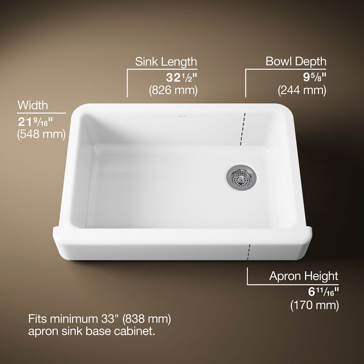 Whitehaven® 32-1/2" undermount single-bowl farmhouse kitchen sink