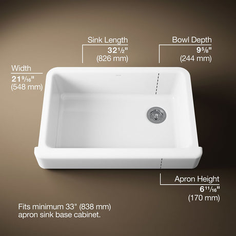 Whitehaven® 32-1/2" undermount single-bowl farmhouse kitchen sink