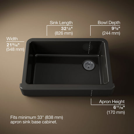 Whitehaven® 32-1/2" undermount single-bowl farmhouse kitchen sink